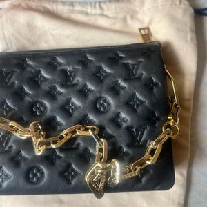 Louis Vuitton Coussin PM Black Supple Lamb Leather Bag with Gold Chain Crossbody